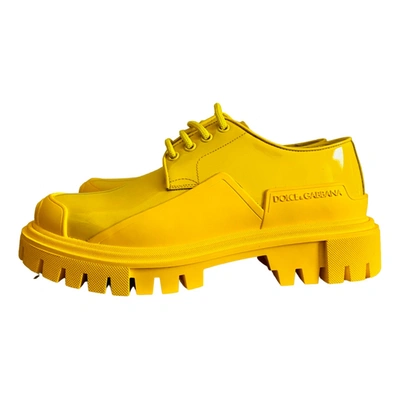 Pre-owned Dolce & Gabbana Leather Lace Ups In Yellow