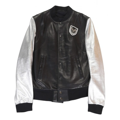 Pre-owned Balmain Leather Jacket In Silver