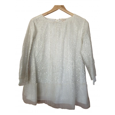 Pre-owned Dkny Silk Tunic In White