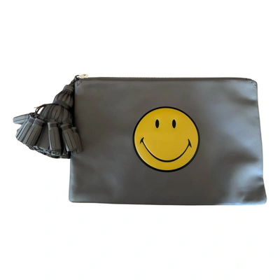 Pre-owned Anya Hindmarch Leather Clutch Bag In Grey