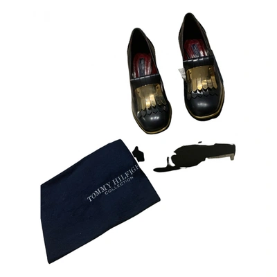 Pre-owned Tommy Hilfiger Leather Flats In Navy