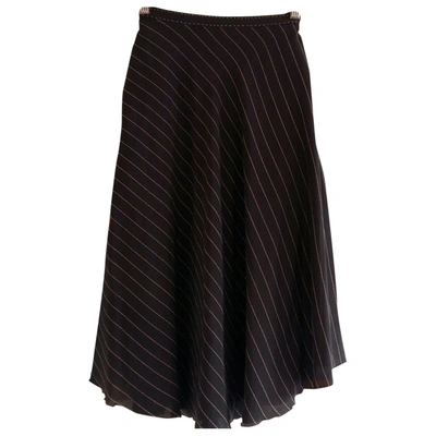 Pre-owned Massimo Dutti Silk Mid-length Skirt In Black