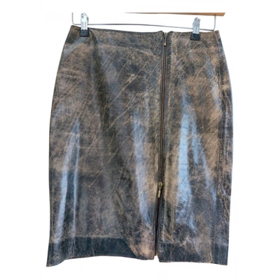 Pre-owned Patrizia Pepe Leather Mini Skirt In Brown