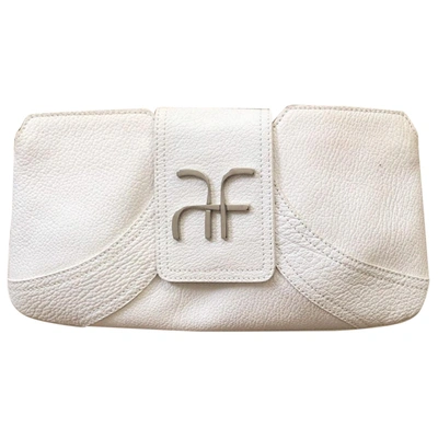 Pre-owned Alberta Ferretti Leather Clutch Bag In White