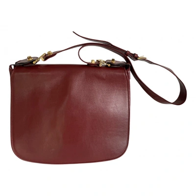 Pre-owned Cartier Trinity Leather Crossbody Bag In Burgundy