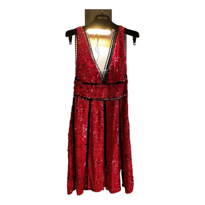 Pre-owned Emilio Pucci Glitter Mini Dress In Red