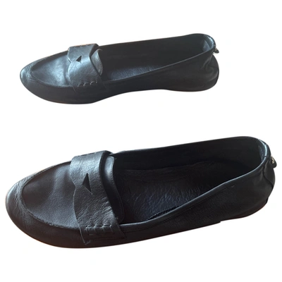 Pre-owned Emporio Armani Leather Flats In Black