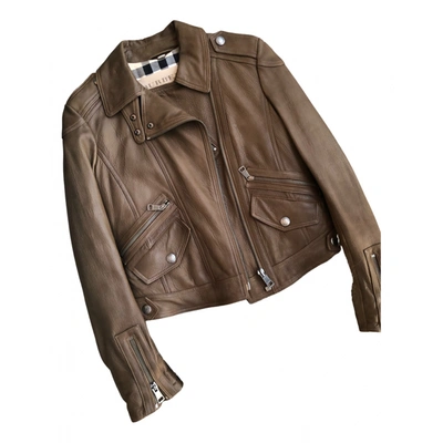 Pre-owned Burberry Leather Biker Jacket In Brown