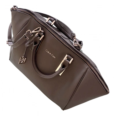 Pre-owned Calvin Klein Leather Handbag In Grey