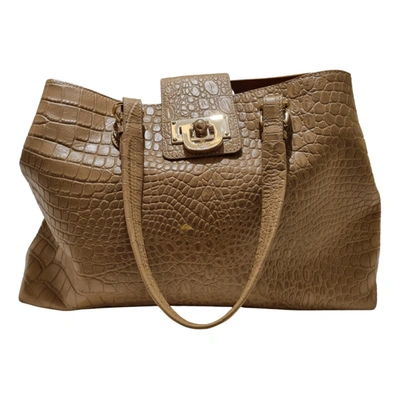 Pre-owned Donna Karan Leather Handbag In Beige