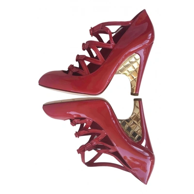 Pre-owned Chanel Patent Leather Heels In Red
