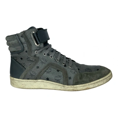 Pre-owned Mcm Leather High Trainers In Grey