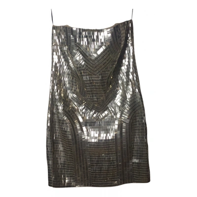 Pre-owned John Richmond Silk Mini Dress In Metallic