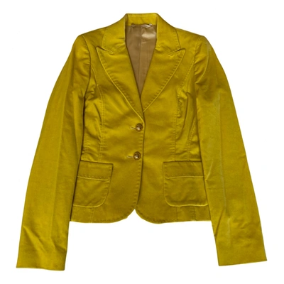 Pre-owned Class Cavalli Velvet Suit Jacket In Yellow