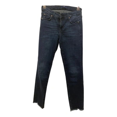 Pre-owned 7 For All Mankind Slim Jeans In Navy