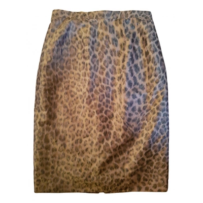 Pre-owned Pierre Balmain Silk Mid-length Skirt In Camel