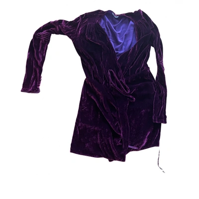 Pre-owned Attico Velvet Mini Dress In Purple