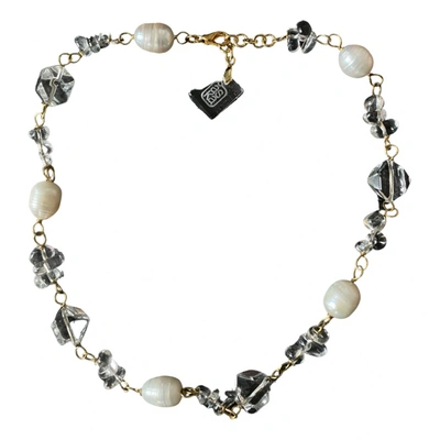 Pre-owned Aska Pearls Long Necklace In Gold