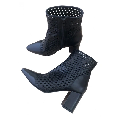 Pre-owned Edited Leather Ankle Boots In Black