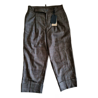 Pre-owned Dsquared2 Wool Straight Pants In Brown