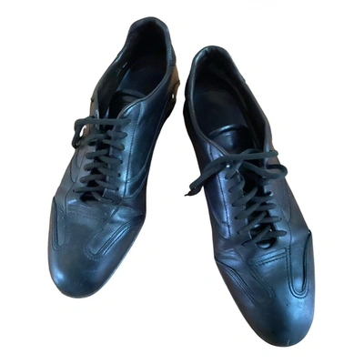 Pre-owned Santoni Leather Low Trainers In Black