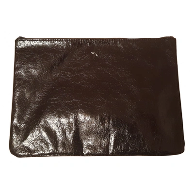 Pre-owned Mugler Vegan Leather Clutch Bag In Black