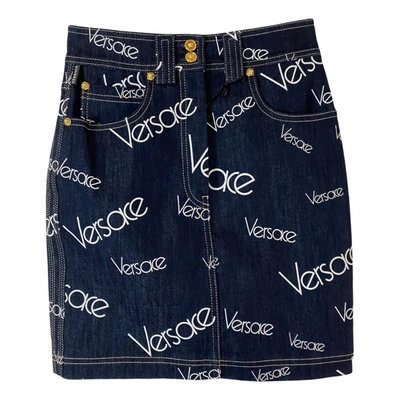 Pre-owned Versace Mini Skirt In Blue