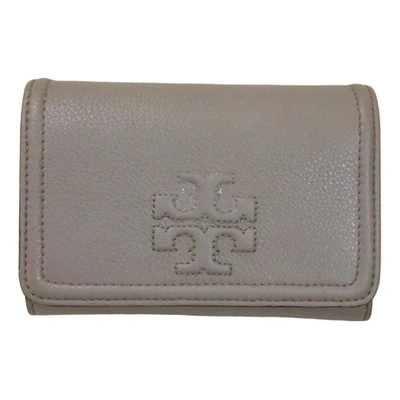 Pre-owned Tory Burch Leather Wallet In Grey
