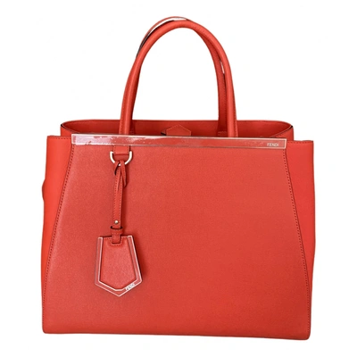 Pre-owned Fendi 2jours Leather Handbag In Orange