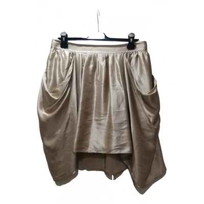 Pre-owned Massimo Dutti Silk Mini Skirt In Gold