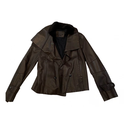 Pre-owned Joseph Leather Jacket In Brown