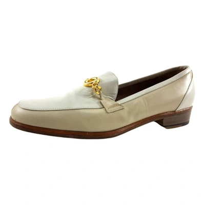 Pre-owned Moreschi Leather Flats In Beige