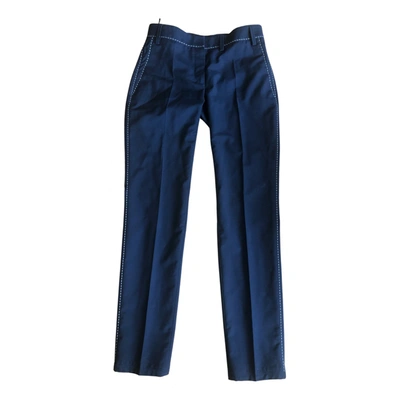 Pre-owned Prada Wool Straight Pants In Blue