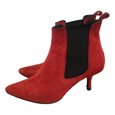 Pre-owned Anine Bing Ankle Boots In Red
