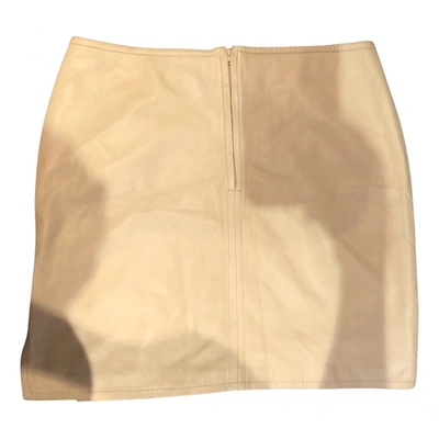 Pre-owned Versace Leather Mini Skirt In Beige