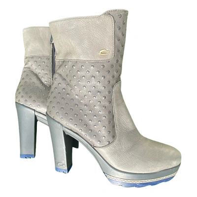 Pre-owned Alberto Guardiani Leather Ankle Boots In Grey