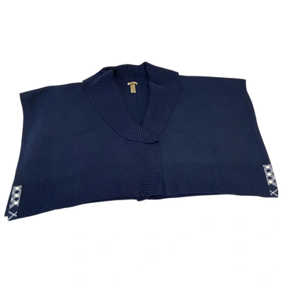Pre-owned Burberry Wool Cape In Navy