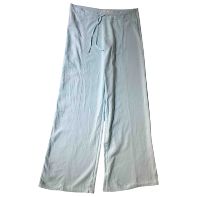 Pre-owned Ichi Linen Large Pants In Blue