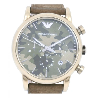 Pre-owned Emporio Armani Watch In Khaki