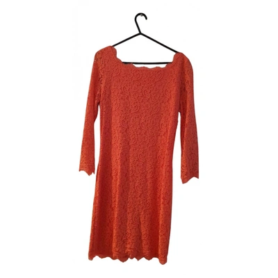 Pre-owned Diane Von Furstenberg Lace Mid-length Dress In Orange