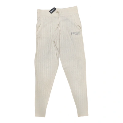 Pre-owned Just Cavalli Wool Trousers In White