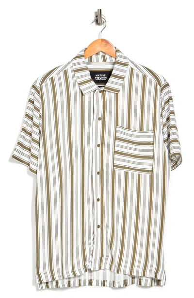 Native Youth Farell Striped Woven Shirt In White