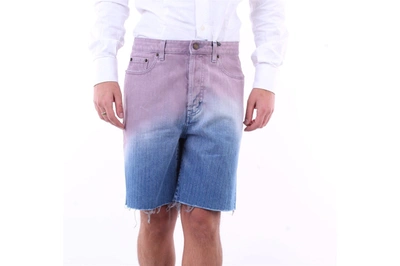 Saint Laurent Men's Degrade Denim Shorts In Blue