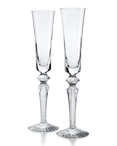 Baccarat Mille Nuits Flutissimo Set Of 2 Lead Crystal Flutes In Clear