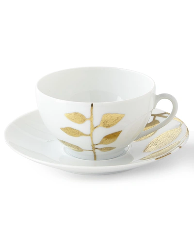 Haviland & Parlon Daphne White Gold-leaf Breakfast Cup & Saucer