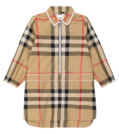 Burberry Kids' Vintage Check Cotton-blend Shirt Dress In Archive Beige Ip Chk