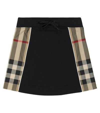 Burberry Kids' Milly - Cotton Skirt With Tartan Inserts In Black