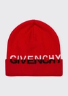 Givenchy Kids Split Logo Jacquard Cotton & Cashmere Beanie In 991 Red