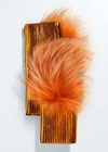 Adrienne Landau Fingerless Metallic Fox Fur Gloves In Brown