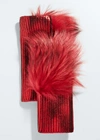 Adrienne Landau Fingerless Metallic Fox Fur Gloves In Red